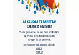 Sabato 30 novembre porte aperte al polo scolastico. Occorre la prenotazione